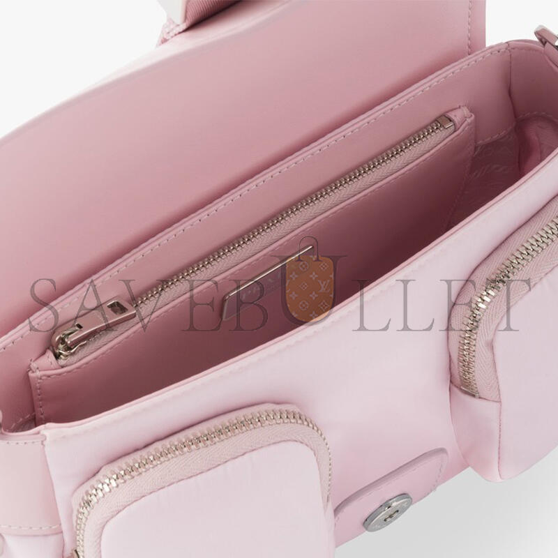 PRADA NYLON AND GLOSSED LEATHER SHOULDER BAG 1BD295 (23*12.5*5.5cm) 